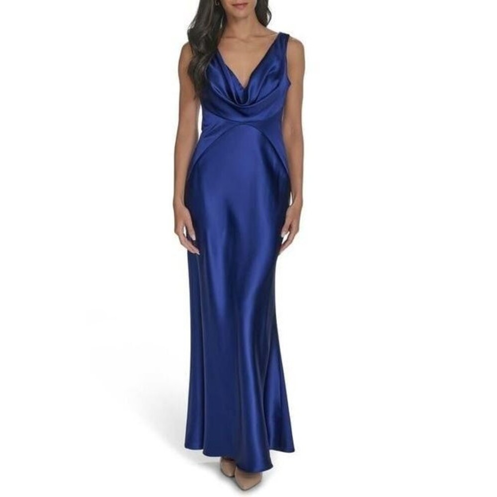 Vince Camuto Draped Neck Satin Gown Dress  Sz 10  $228  *1797